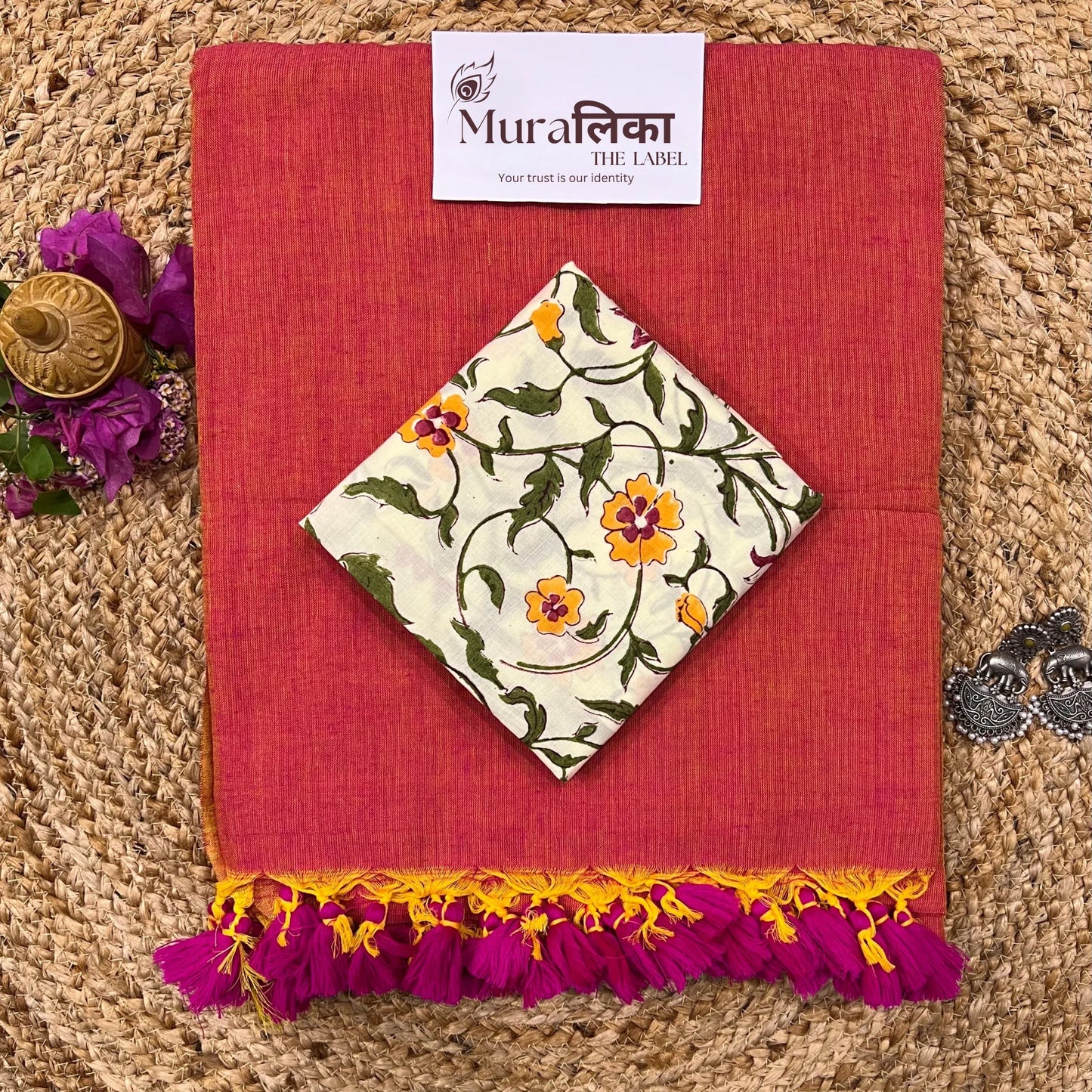 Muralika Dual Tone Brick Hue Handloom Saree - Muralika the label