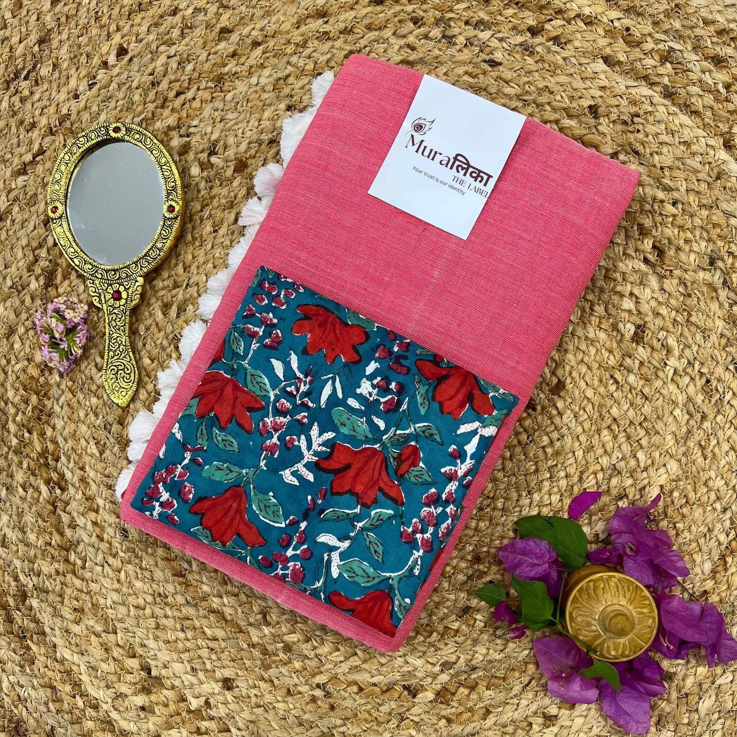 Muralika Peach Handloom Saree