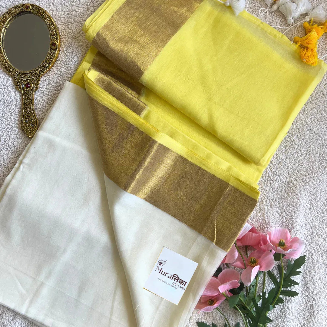 Sunehri Mulmul Cotton Saree - Muralika the label