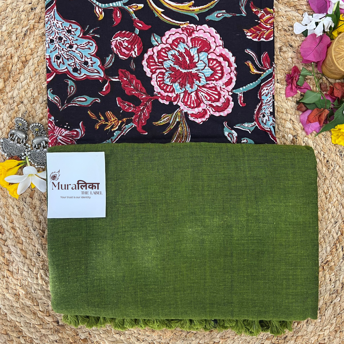 Muralika Mehendi Green Handloom Saree