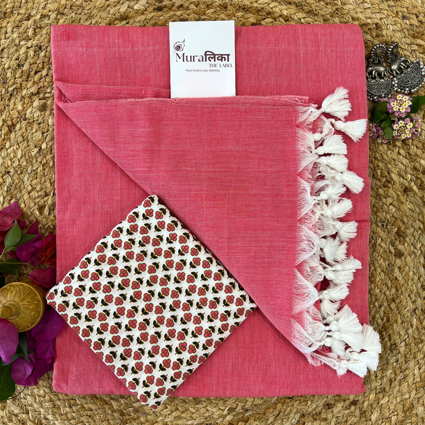 Muralika Peach Handloom Saree