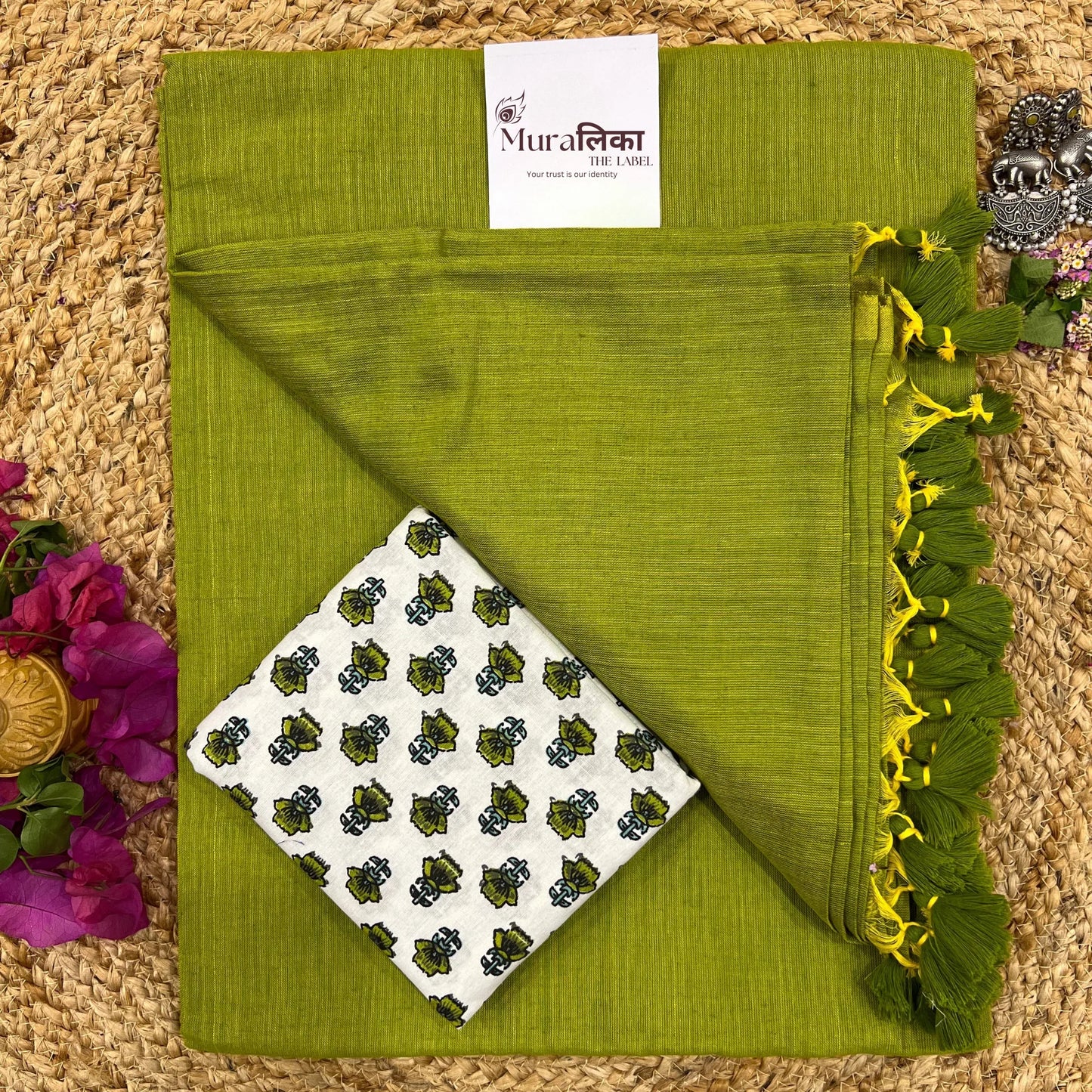 Muralika Light Mehendi Handloom Saree - Muralika the label