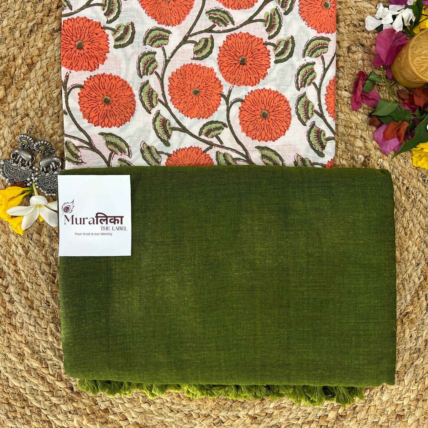Muralika Mehendi Green Handloom Saree