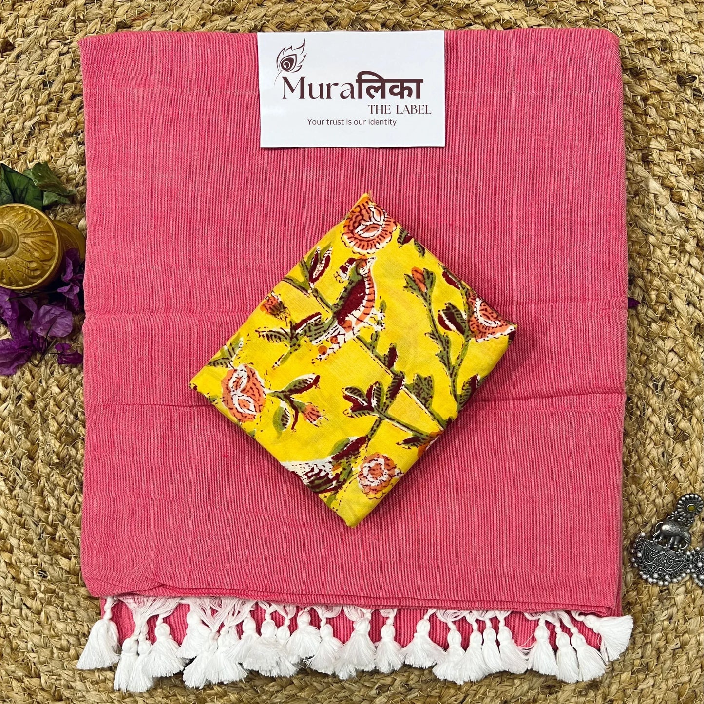 Muralika Peach Handloom Saree - Muralika the label