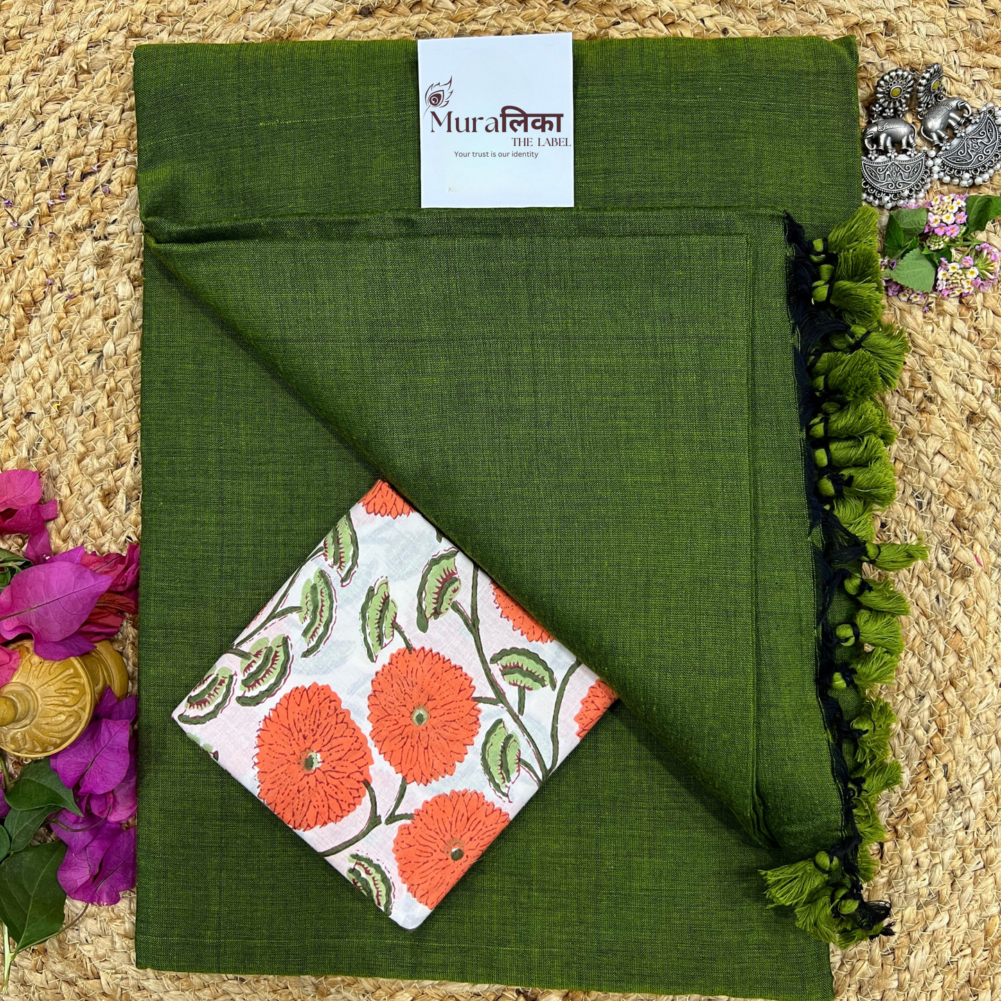 Muralika Mehendi Green Handloom Saree