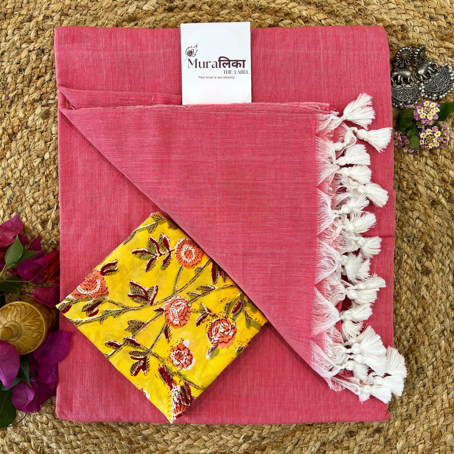 Muralika Peach Handloom Saree