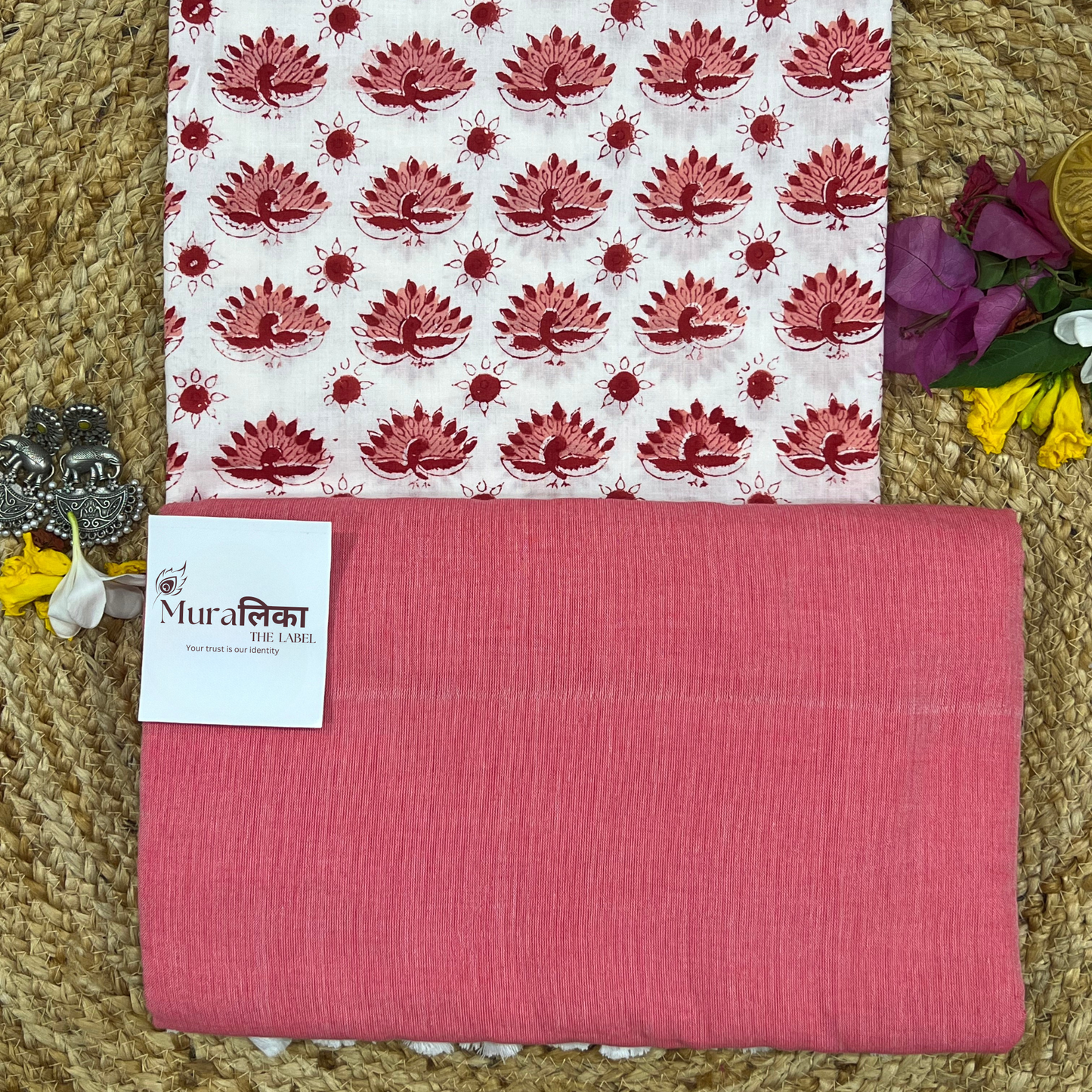 Muralika Peach Handloom Saree