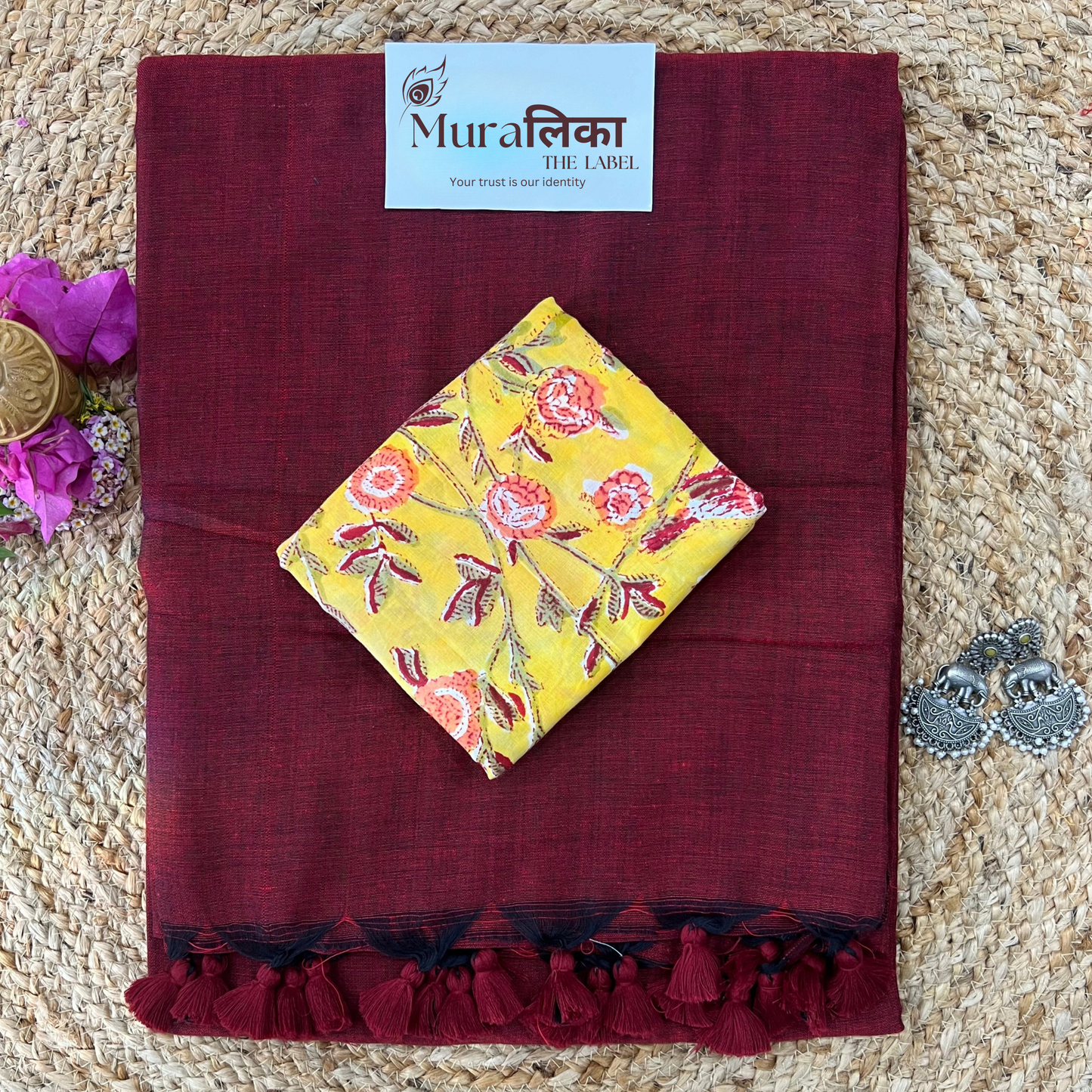 Muralika Light Maroon Handloom Saree