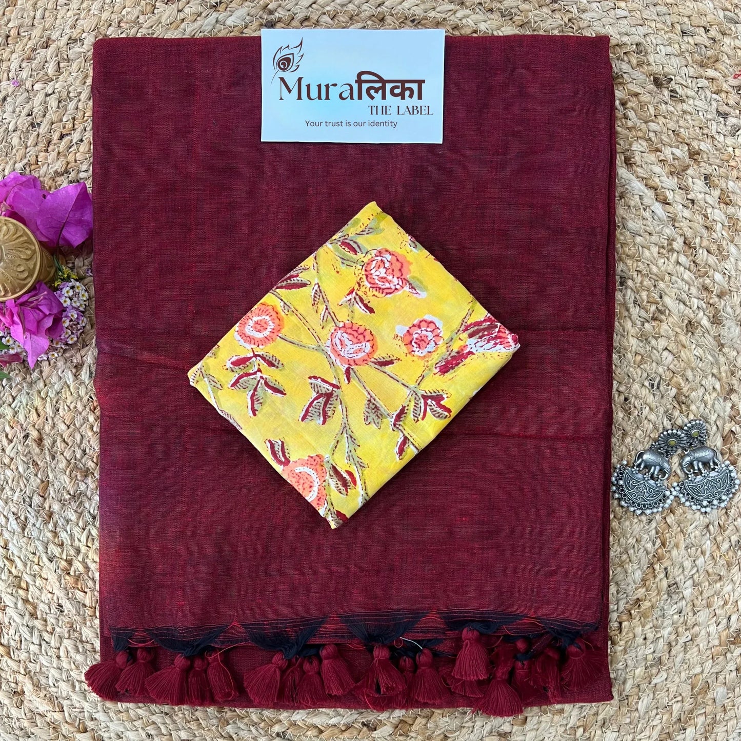 Muralika Light Maroon Handloom Saree - Muralika the label