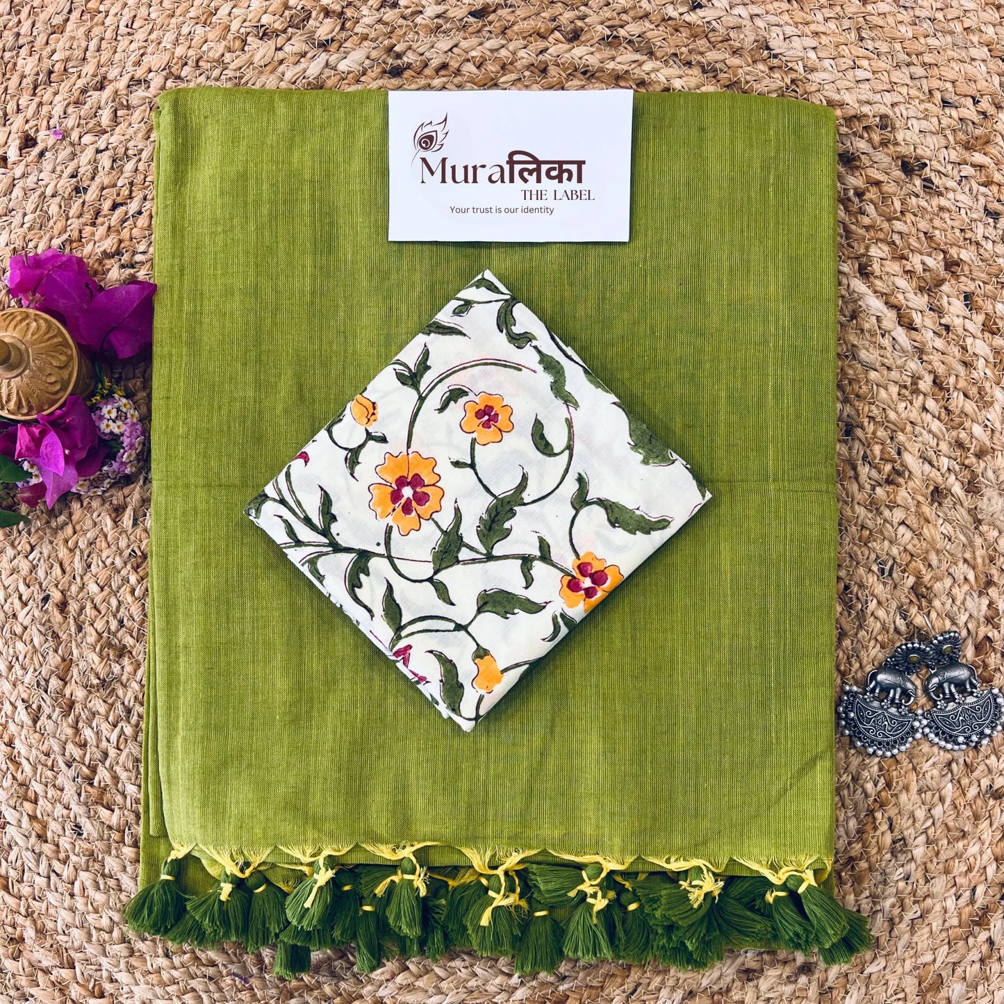 Muralika Light Mehendi Handloom Saree - Muralika the label