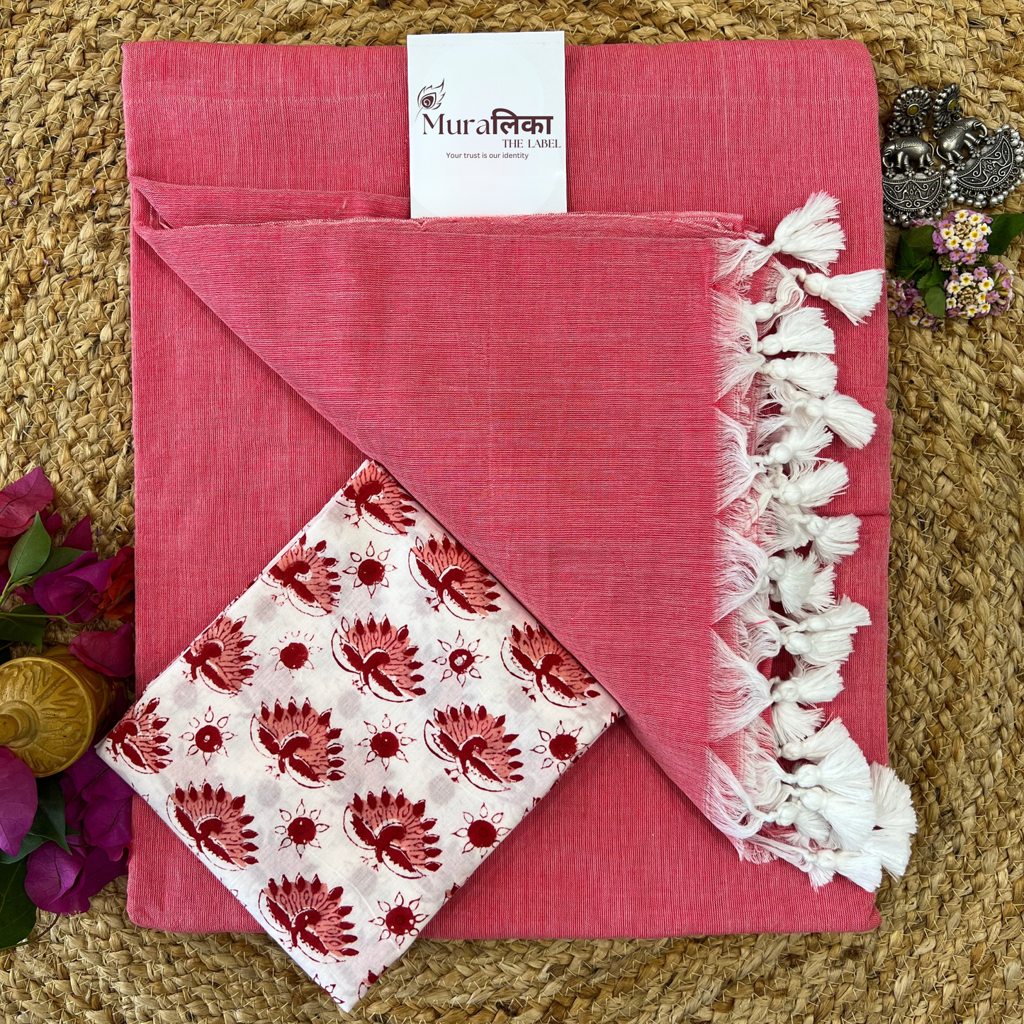 Muralika Peach Handloom Saree