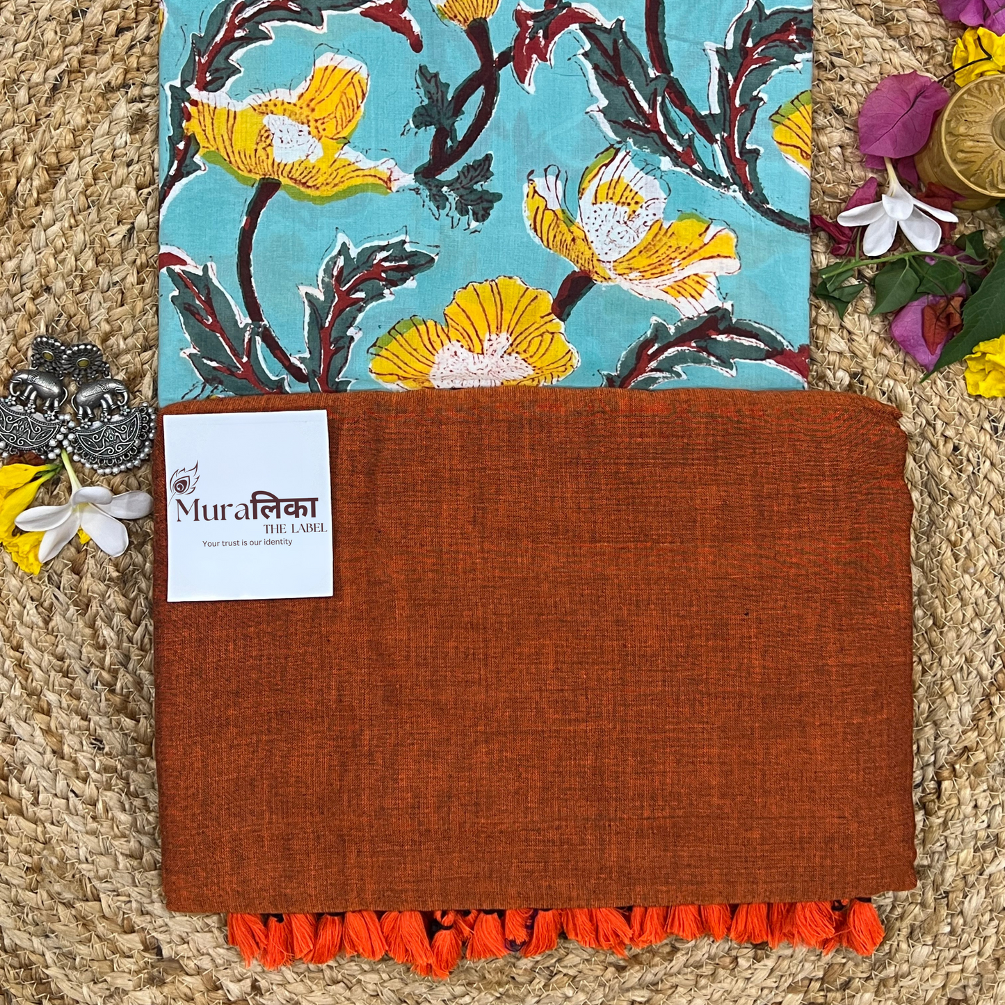 Muralika Rust Orange Handloom Saree