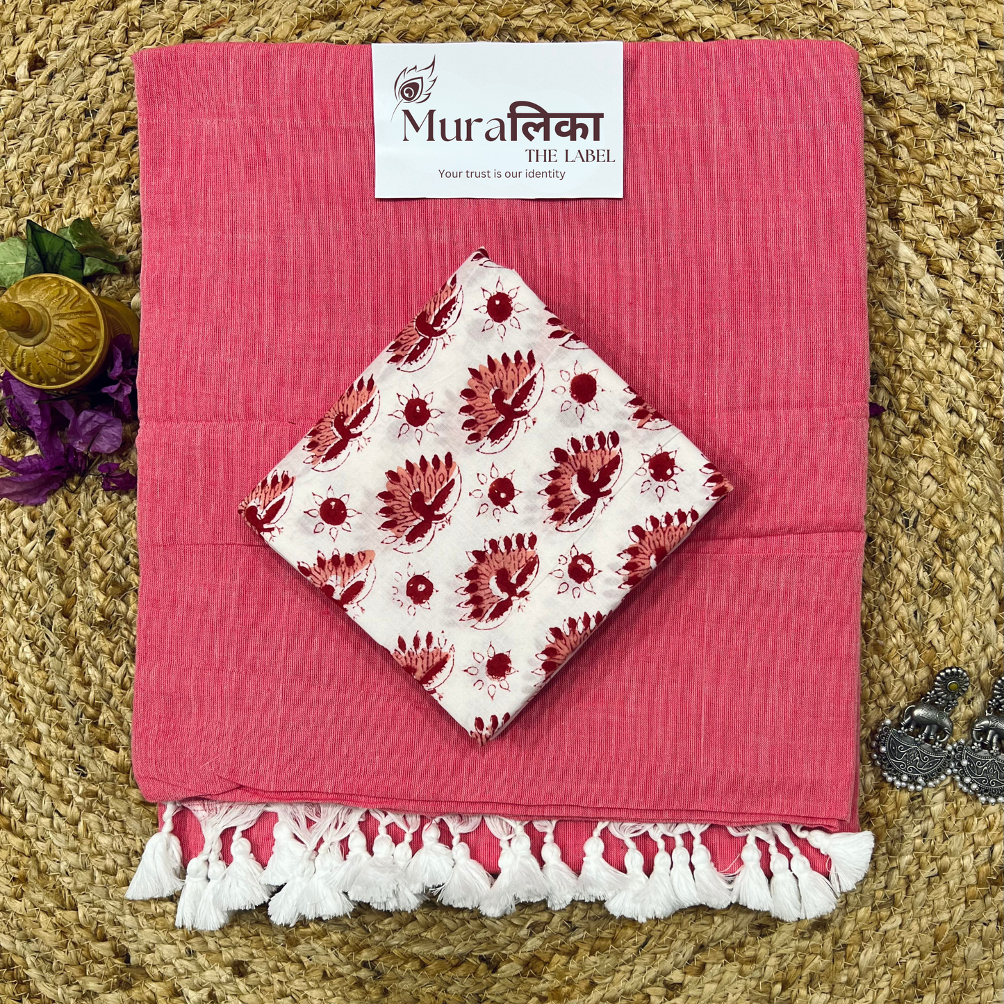 Muralika Peach Handloom Saree