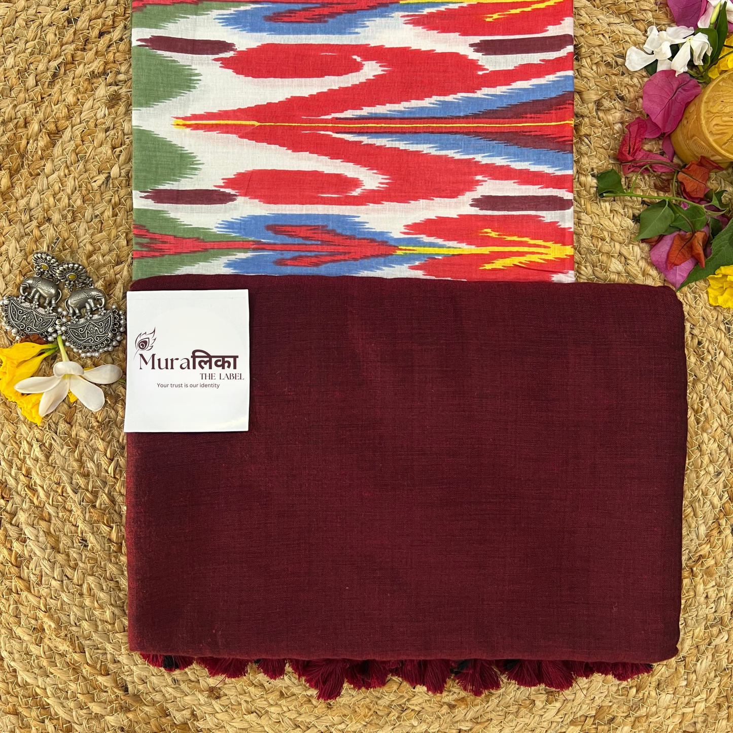 Muralika Dark Maroon Handloom Saree