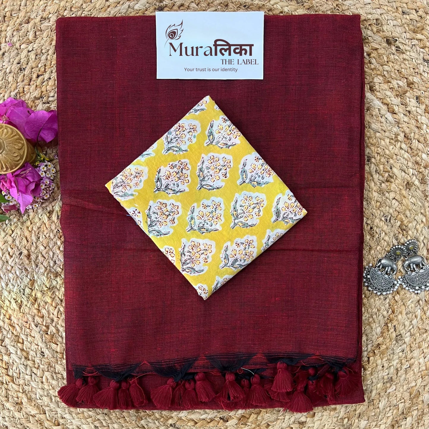 Muralika Light Maroon Handloom Saree - Muralika the label