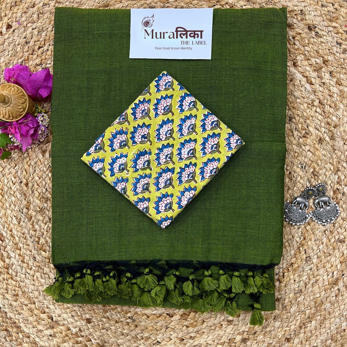 Muralika Mehendi Green Handloom Saree