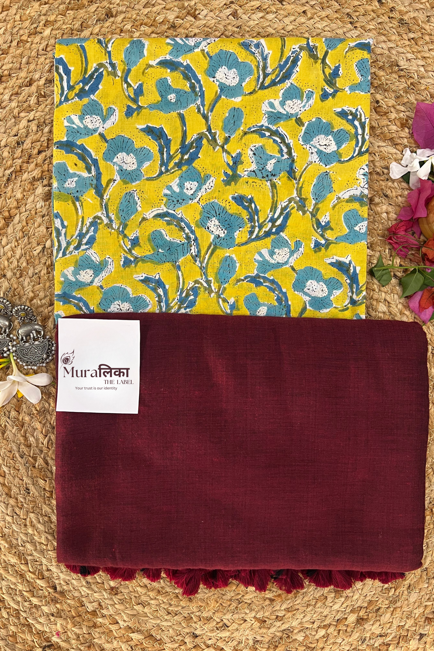 Muralika Dark Maroon Handloom Saree