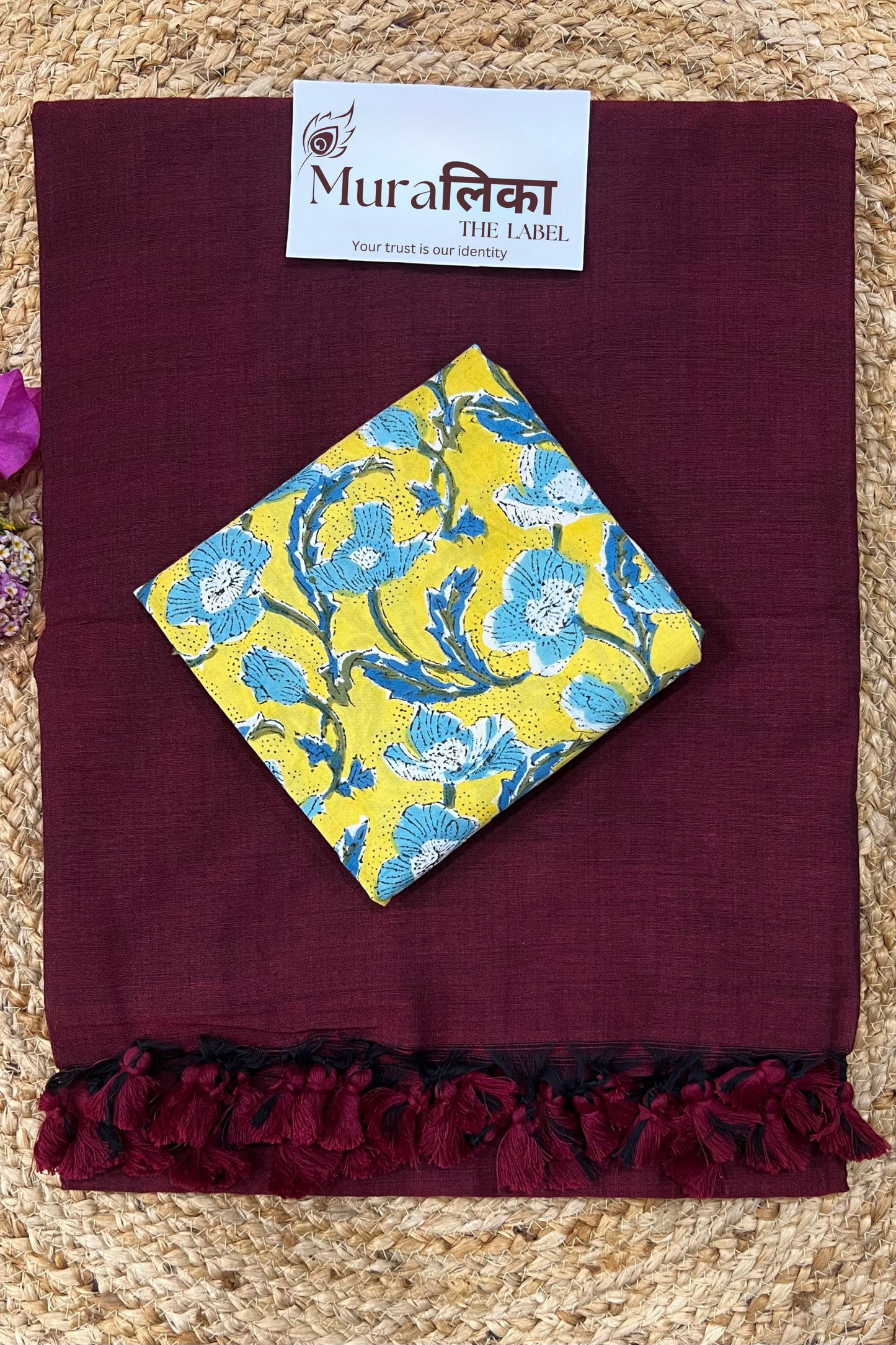 Muralika Dark Maroon Handloom Saree