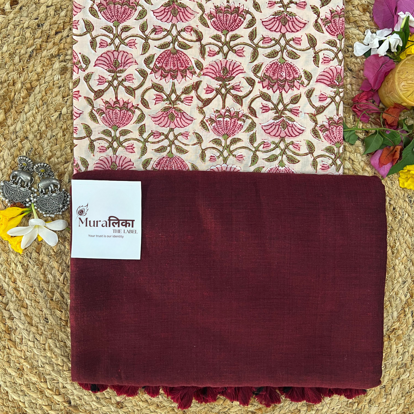 Muralika Dark Maroon Handloom Saree