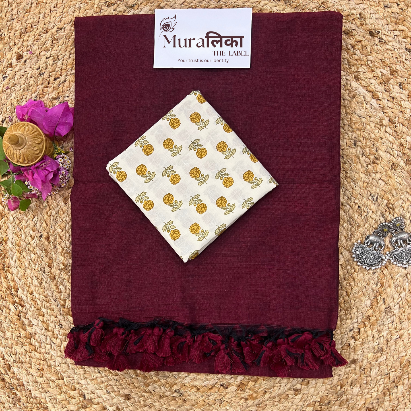 Muralika Dark Maroon Handloom Saree