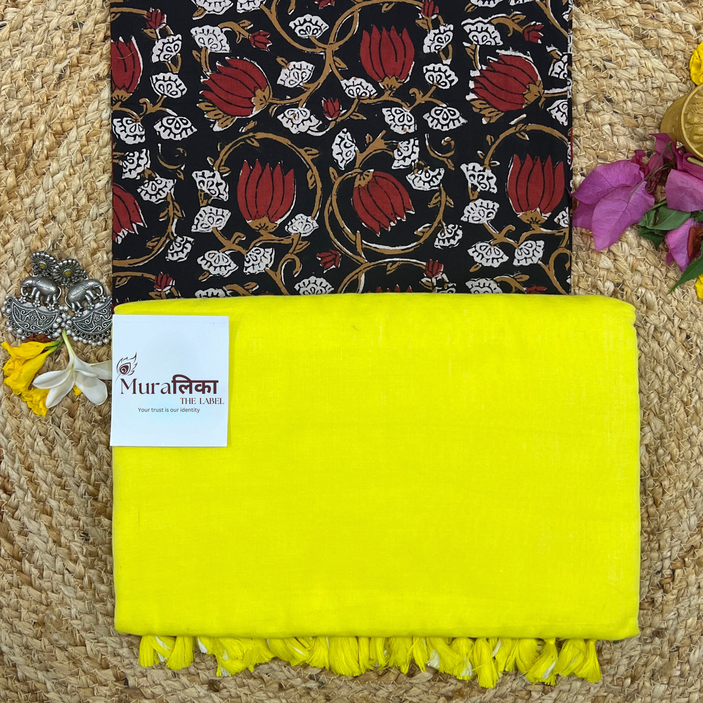 Muralika Lime Yellow Handloom Saree