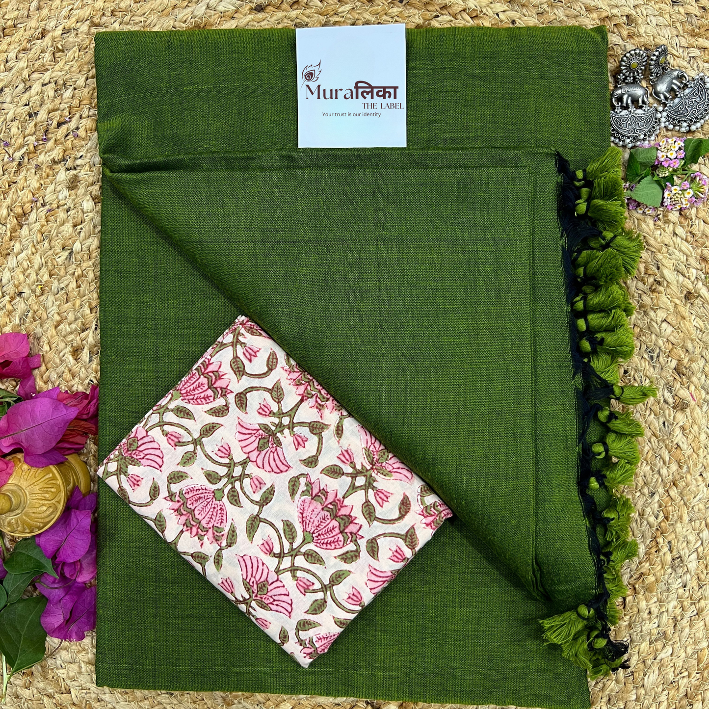 Muralika Mehendi Green Handloom Saree