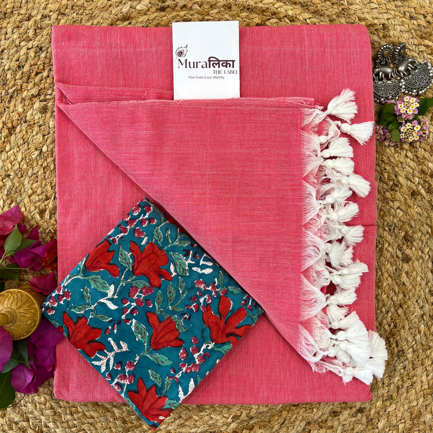 Muralika Peach Handloom Saree