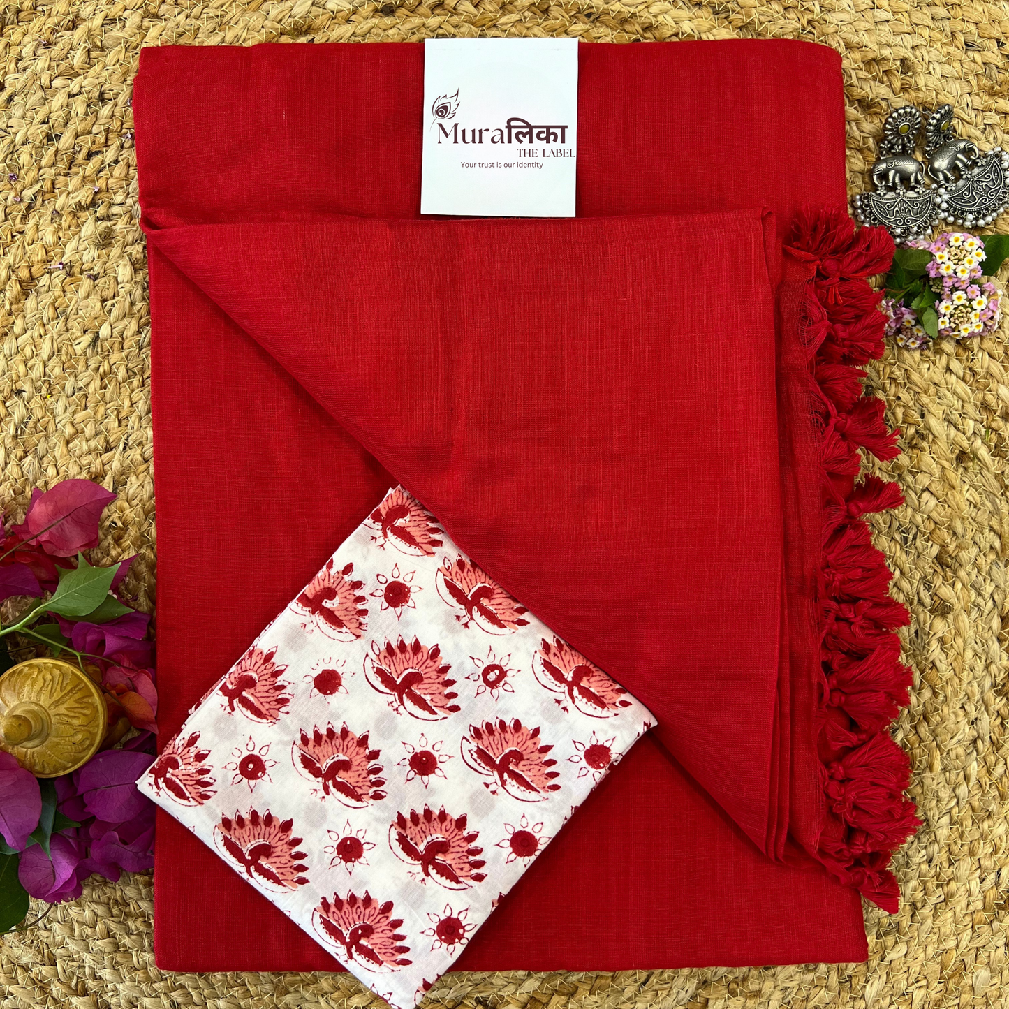 Muralika Red Handloom Saree