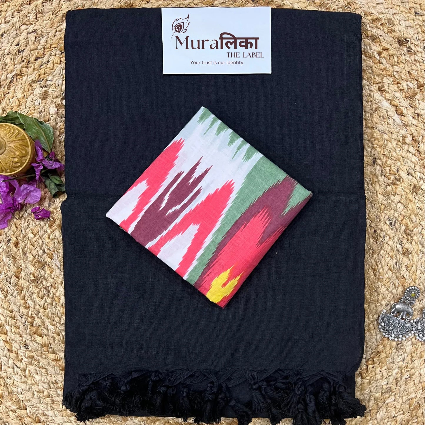 Muralika Black Handloom Saree - Muralika the label