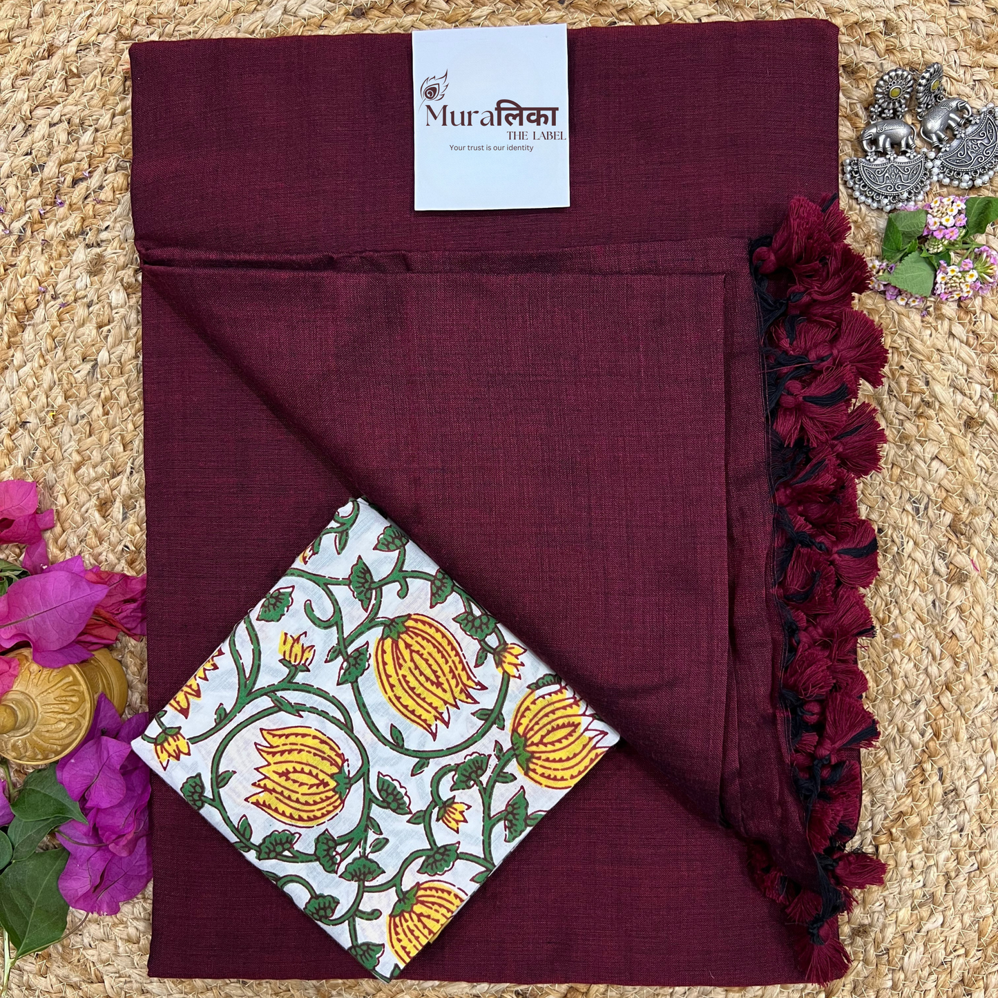 Muralika Light Maroon Handloom Saree