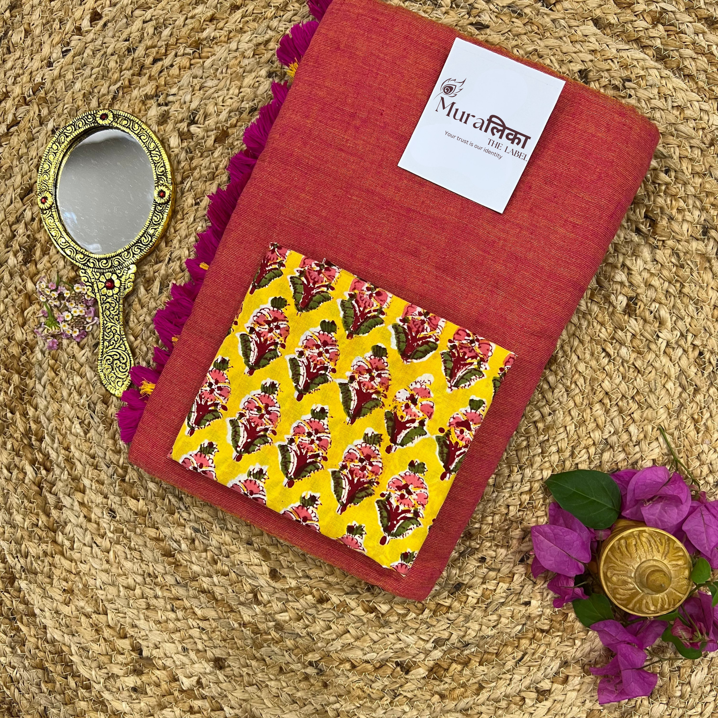 Muralika Dual Tone Brick Hue Handloom Saree