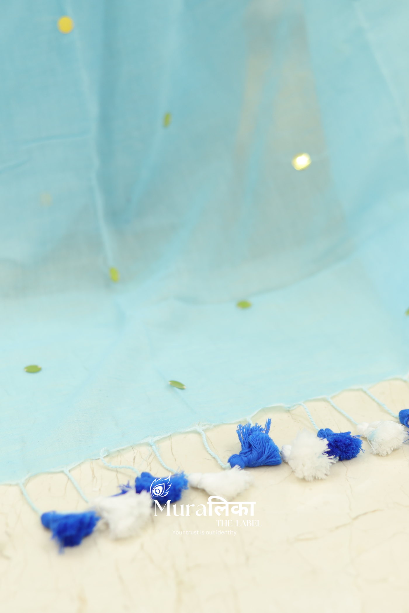 Tara Sky Blue Mulmul Cotton Saree