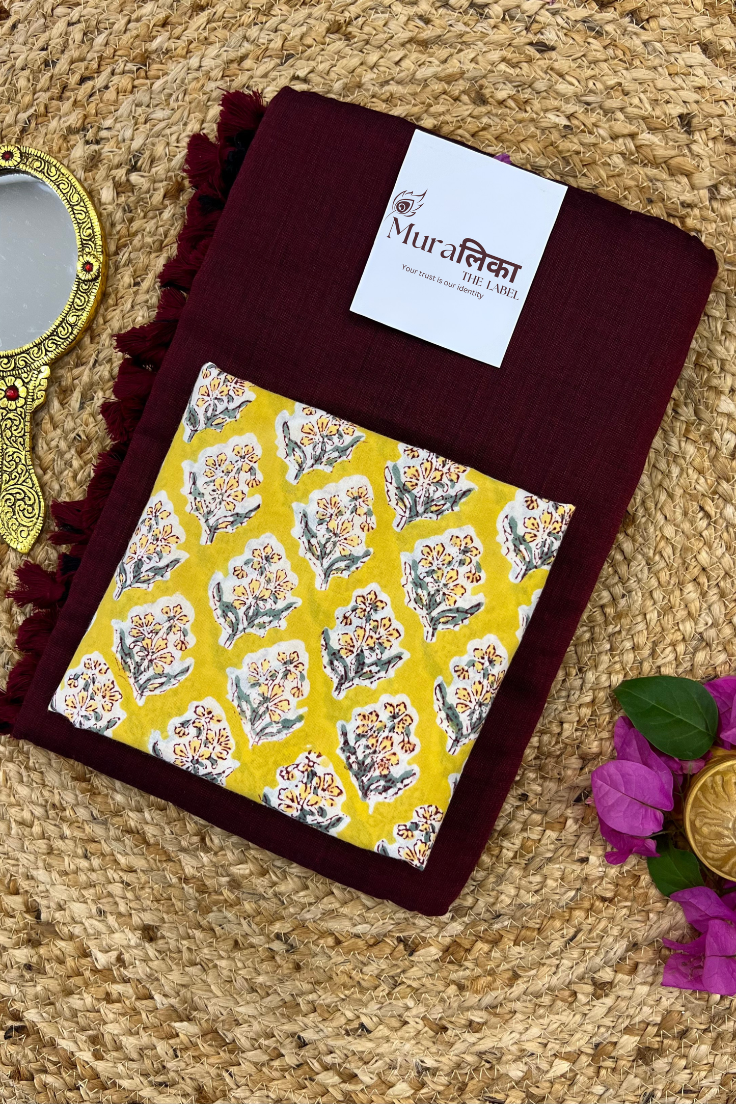 Muralika Dark Maroon Handloom Saree