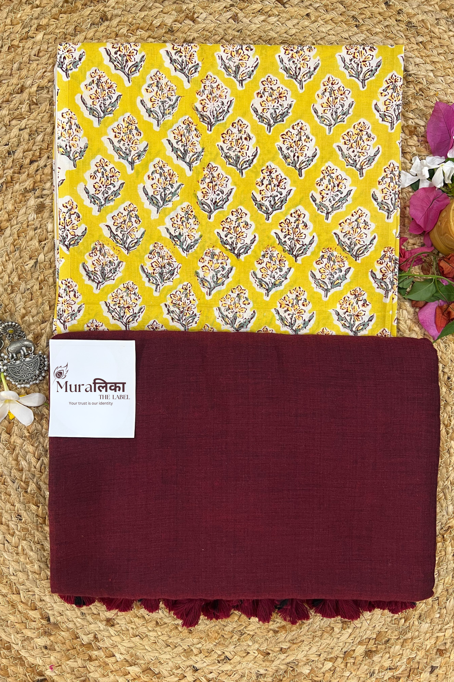 Muralika Dark Maroon Handloom Saree