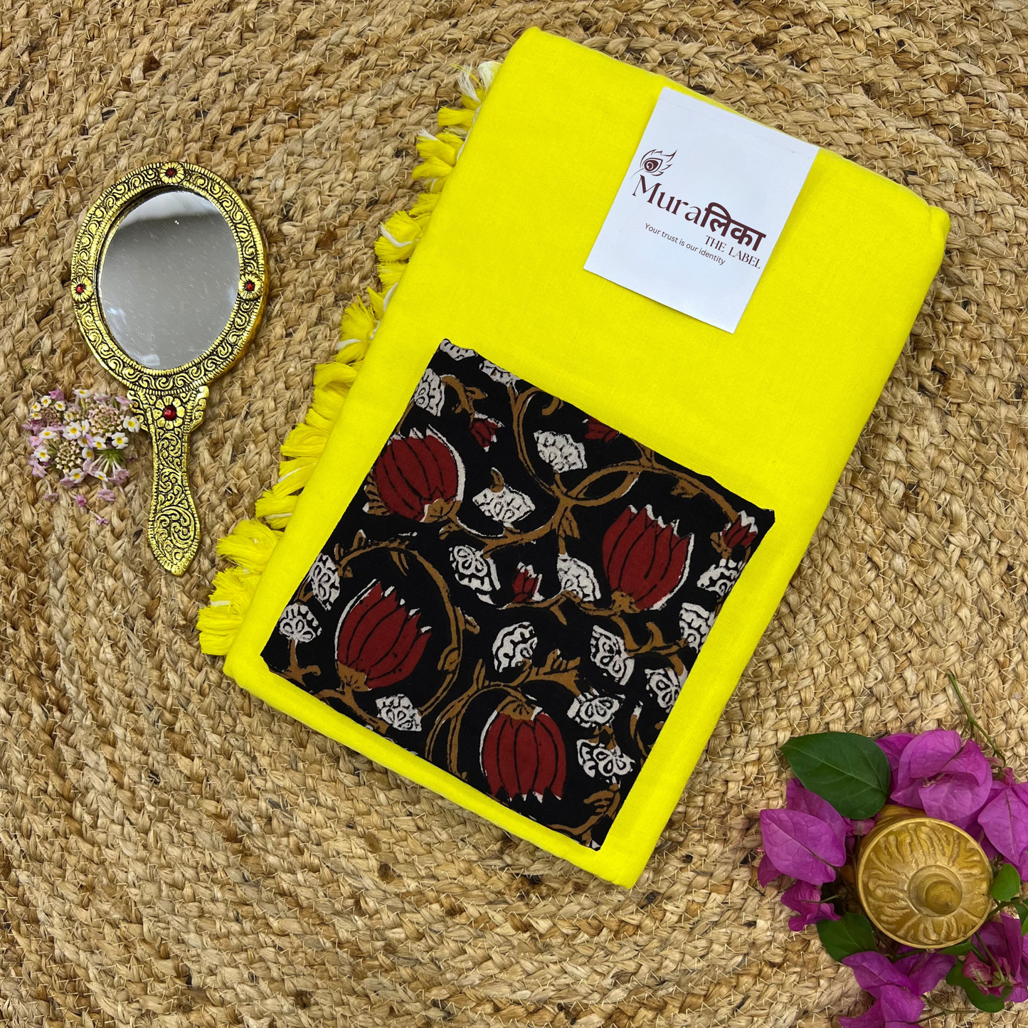 Muralika Lime Yellow Handloom Saree