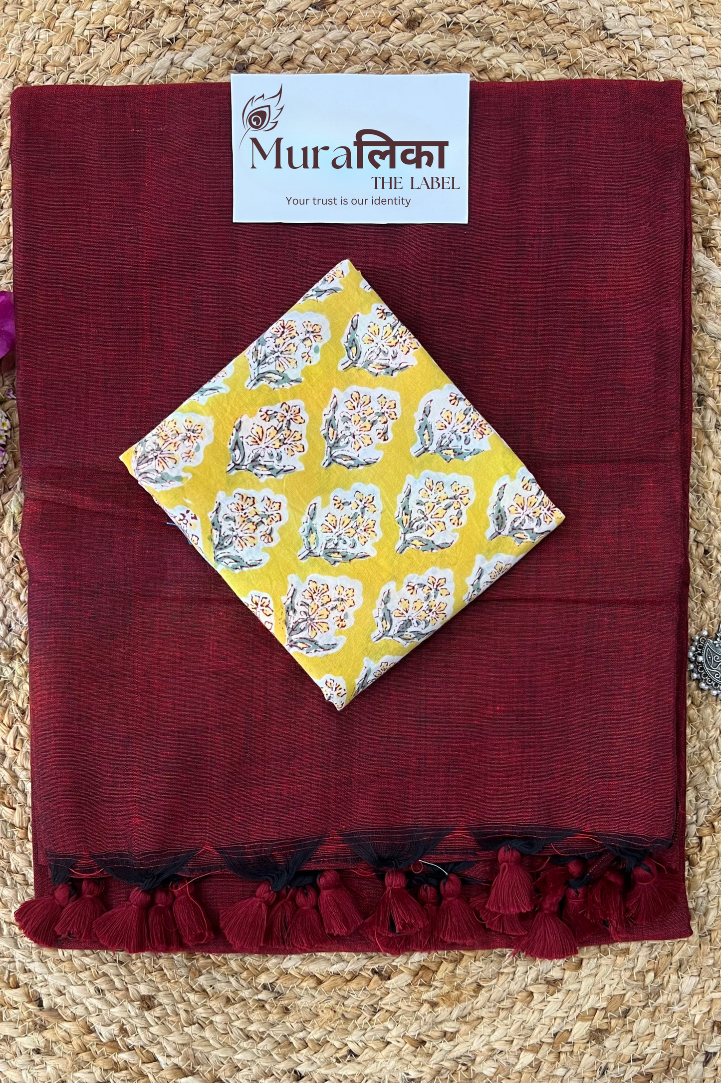 Muralika Dark Maroon Handloom Saree
