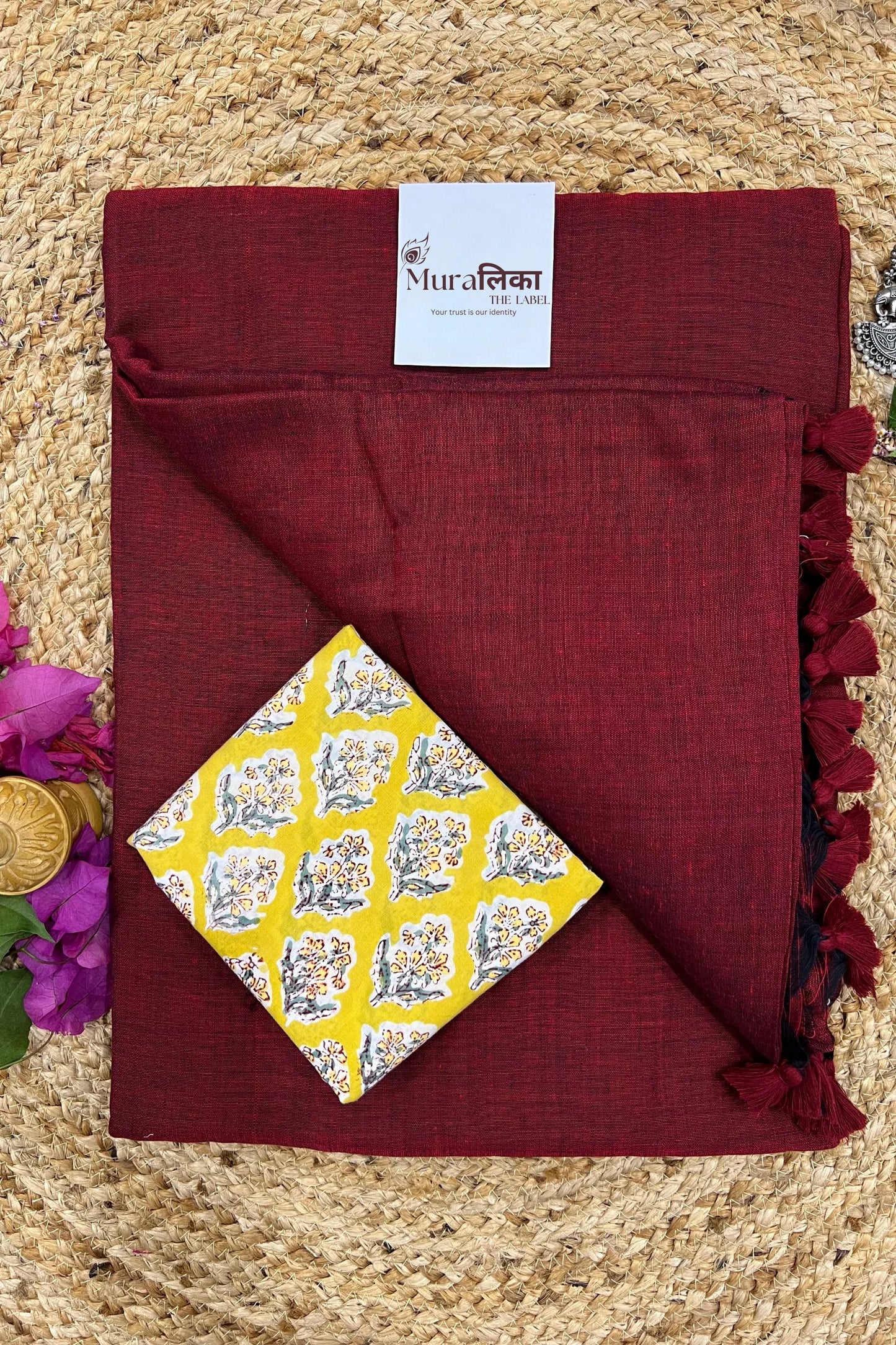 Muralika Dark Maroon Handloom Saree - Muralika the label