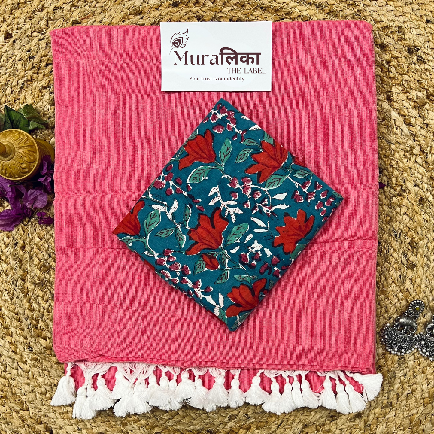 Muralika Peach Handloom Saree