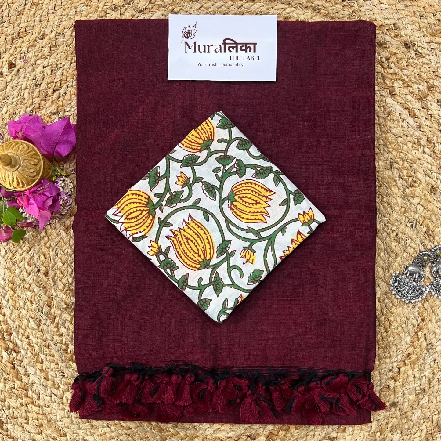 Muralika Light Maroon Handloom Saree - Muralika the label