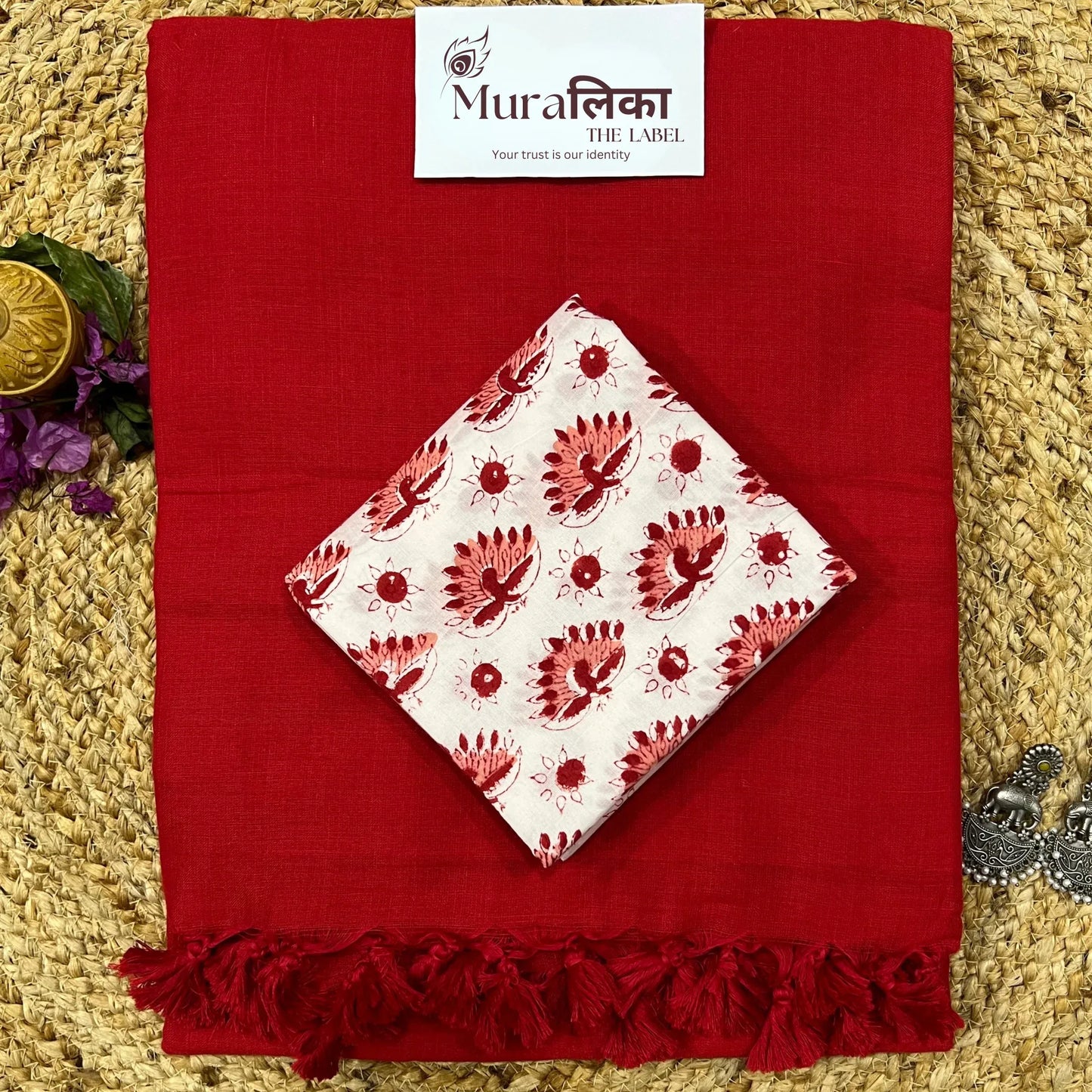 Muralika Red Handloom Saree - Muralika the label