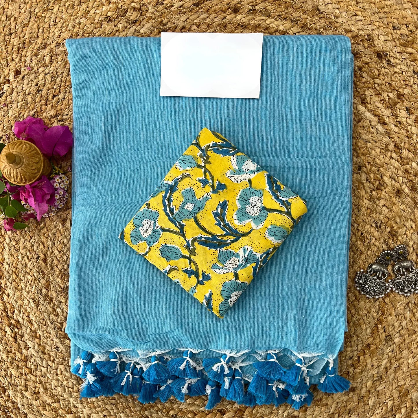 Muralika Sky Blue Handloom Saree - Muralika the label