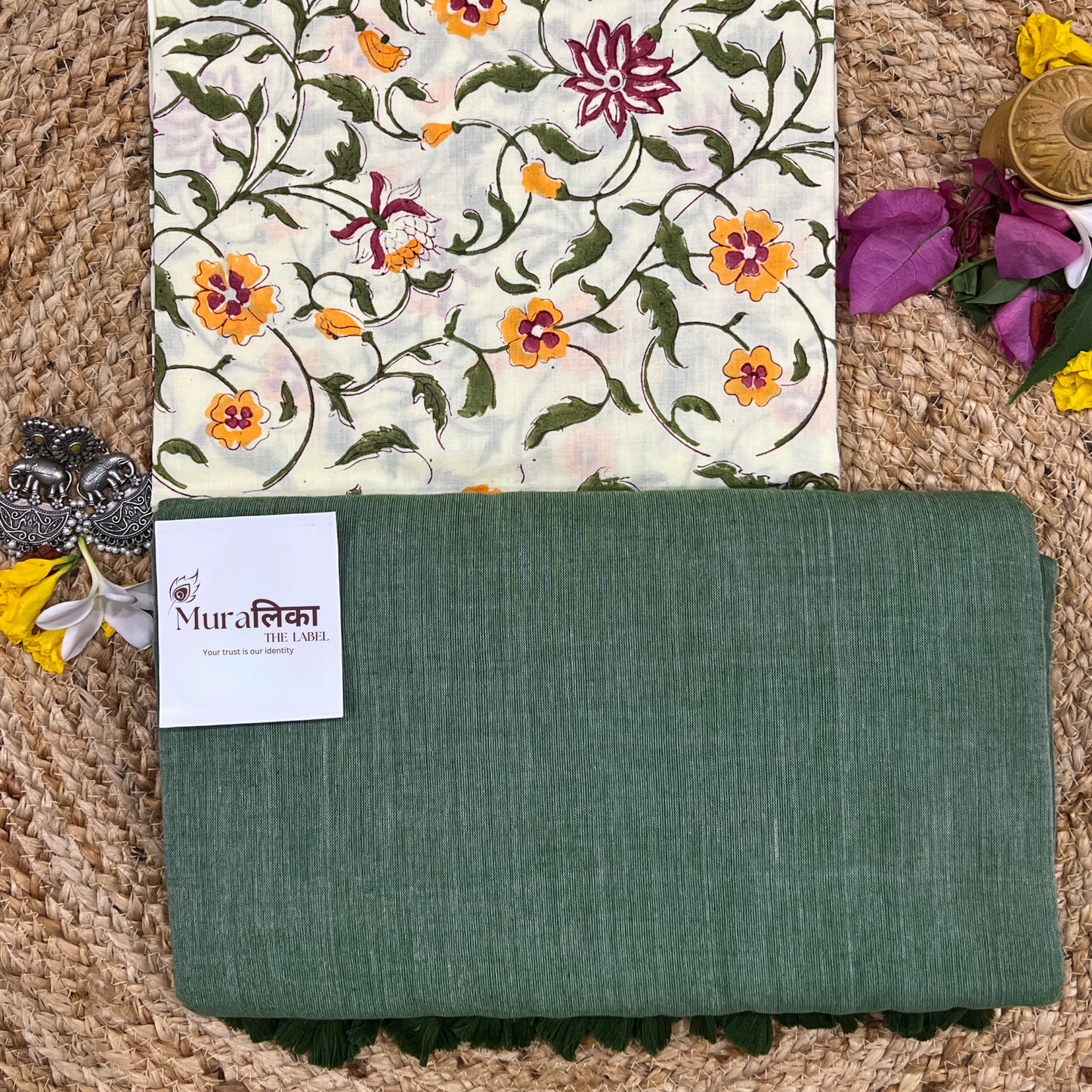 Muralika Leaf Green Handloom Saree