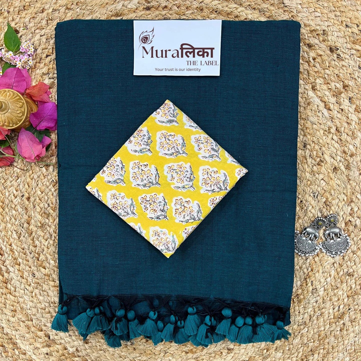Muralika Rama Green Handloom Saree - Muralika the label