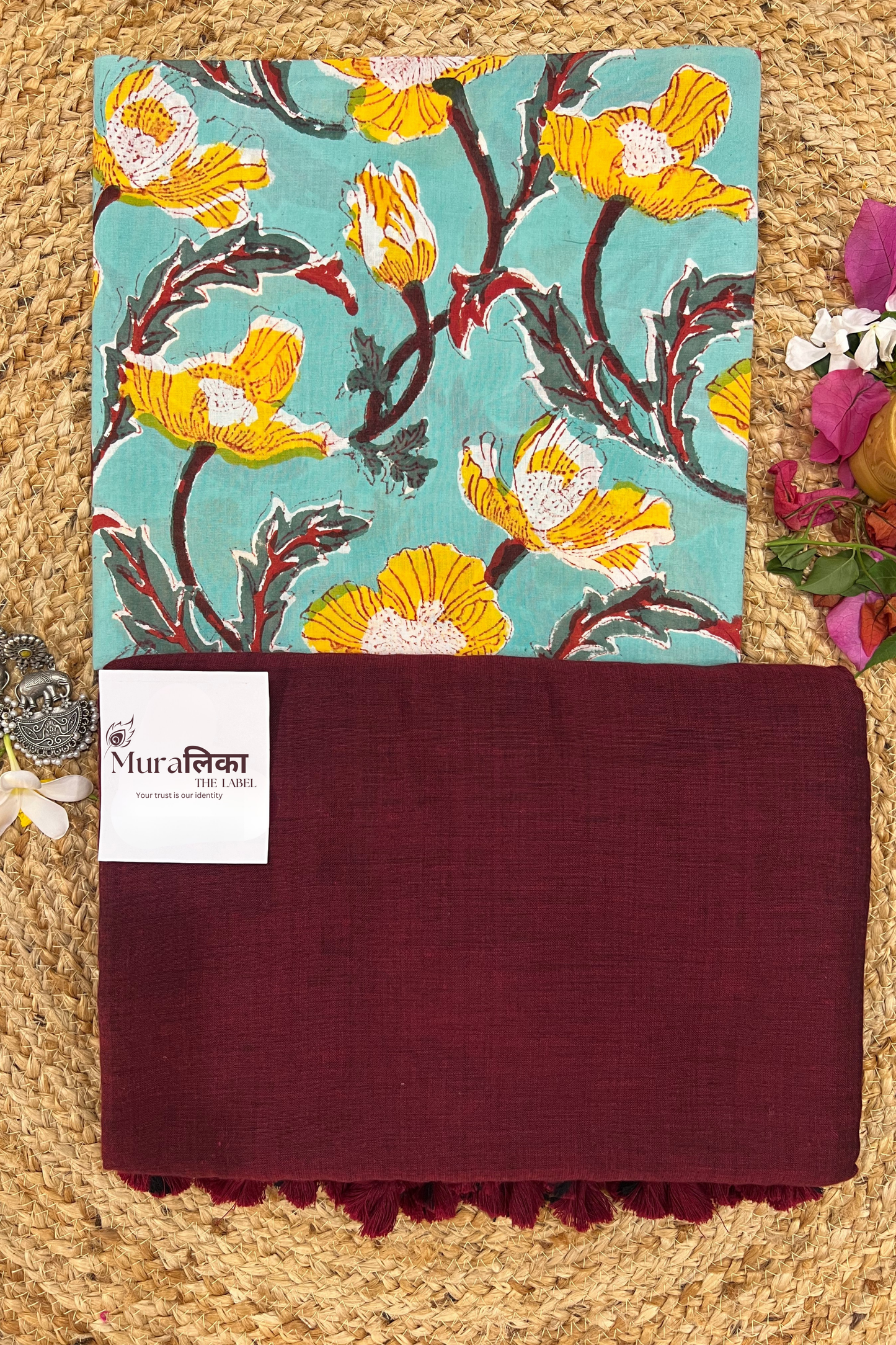 Muralika Dark Maroon Handloom Saree