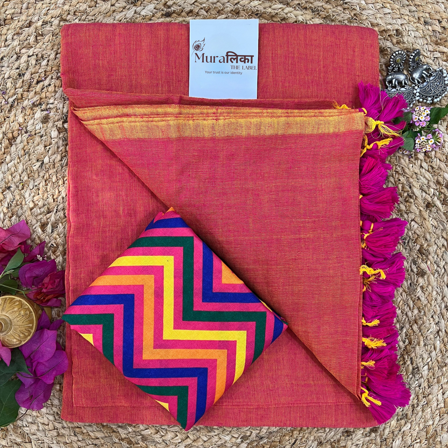 Muralika Dual Tone Brick Hue Handloom Saree