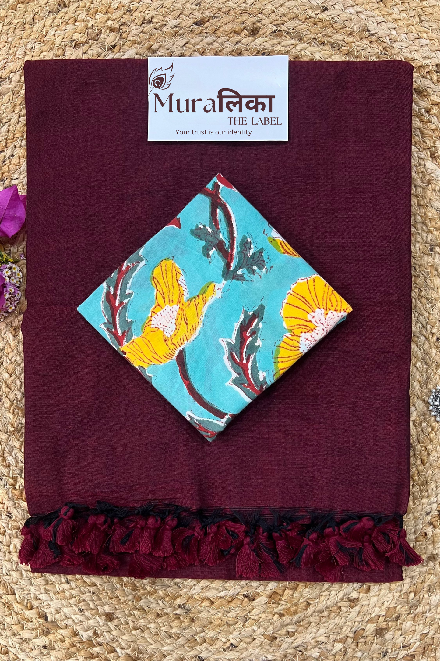 Muralika Dark Maroon Handloom Saree