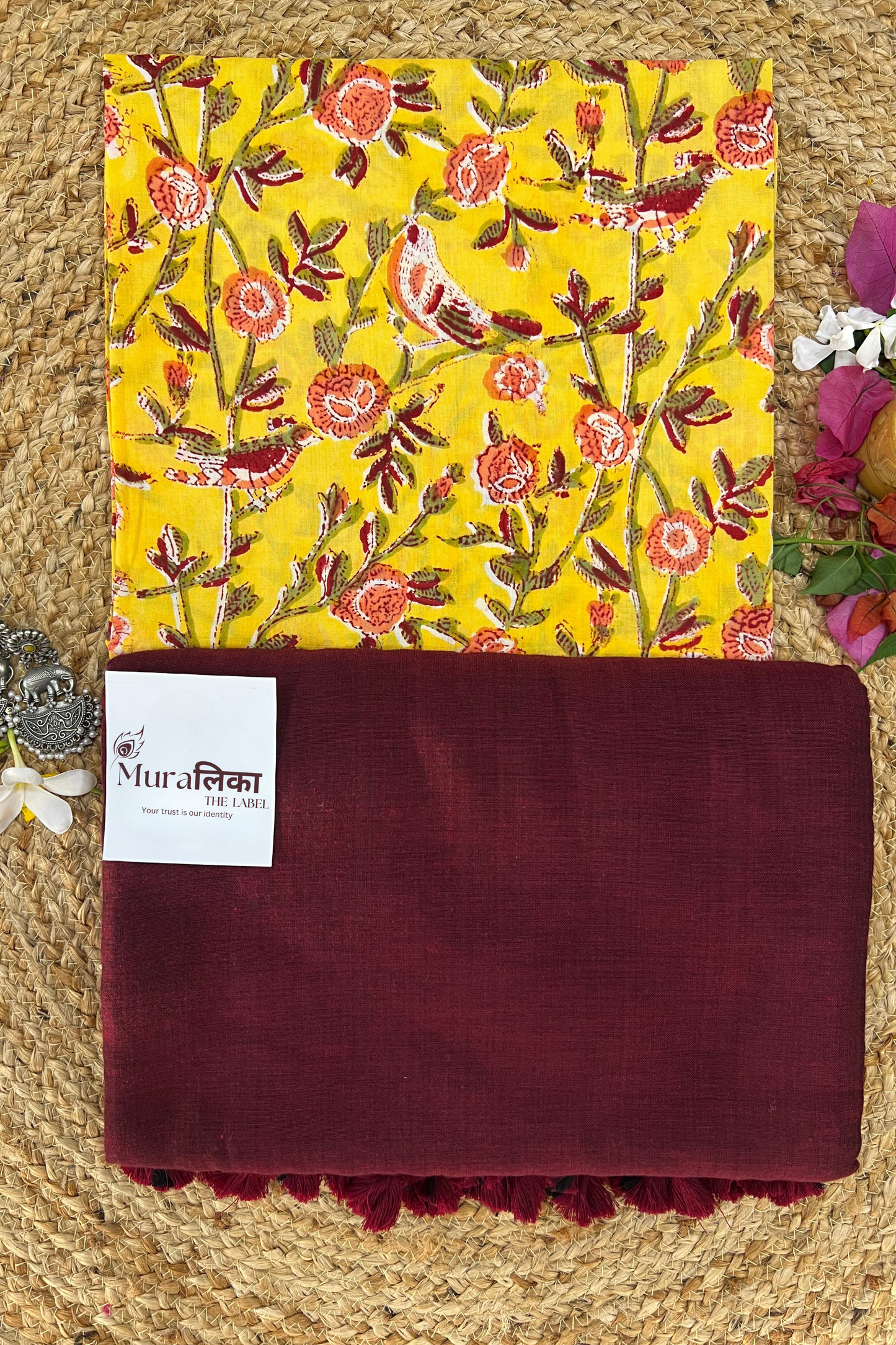 Muralika Dark Maroon Handloom Saree