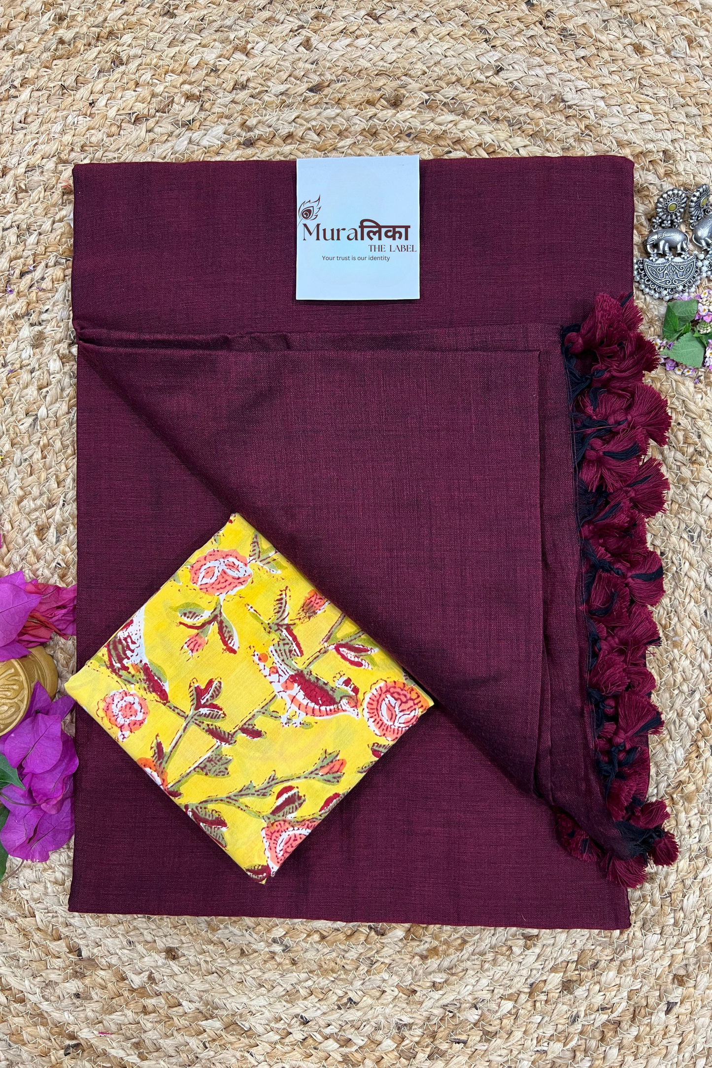 Muralika Dark Maroon Handloom Saree