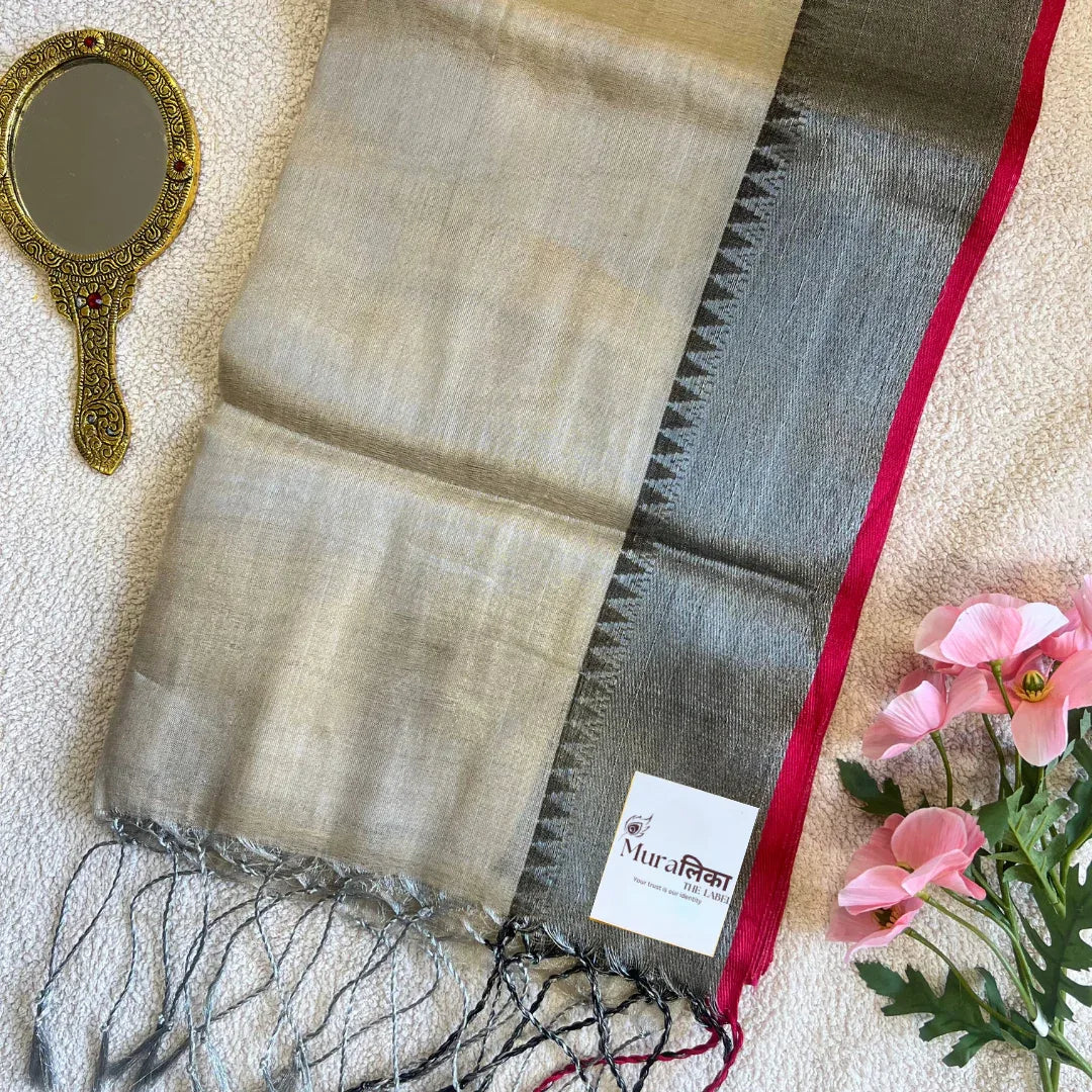 Muralika Pure Elegance Handloom Tissue Saree with Border - Muralika the label