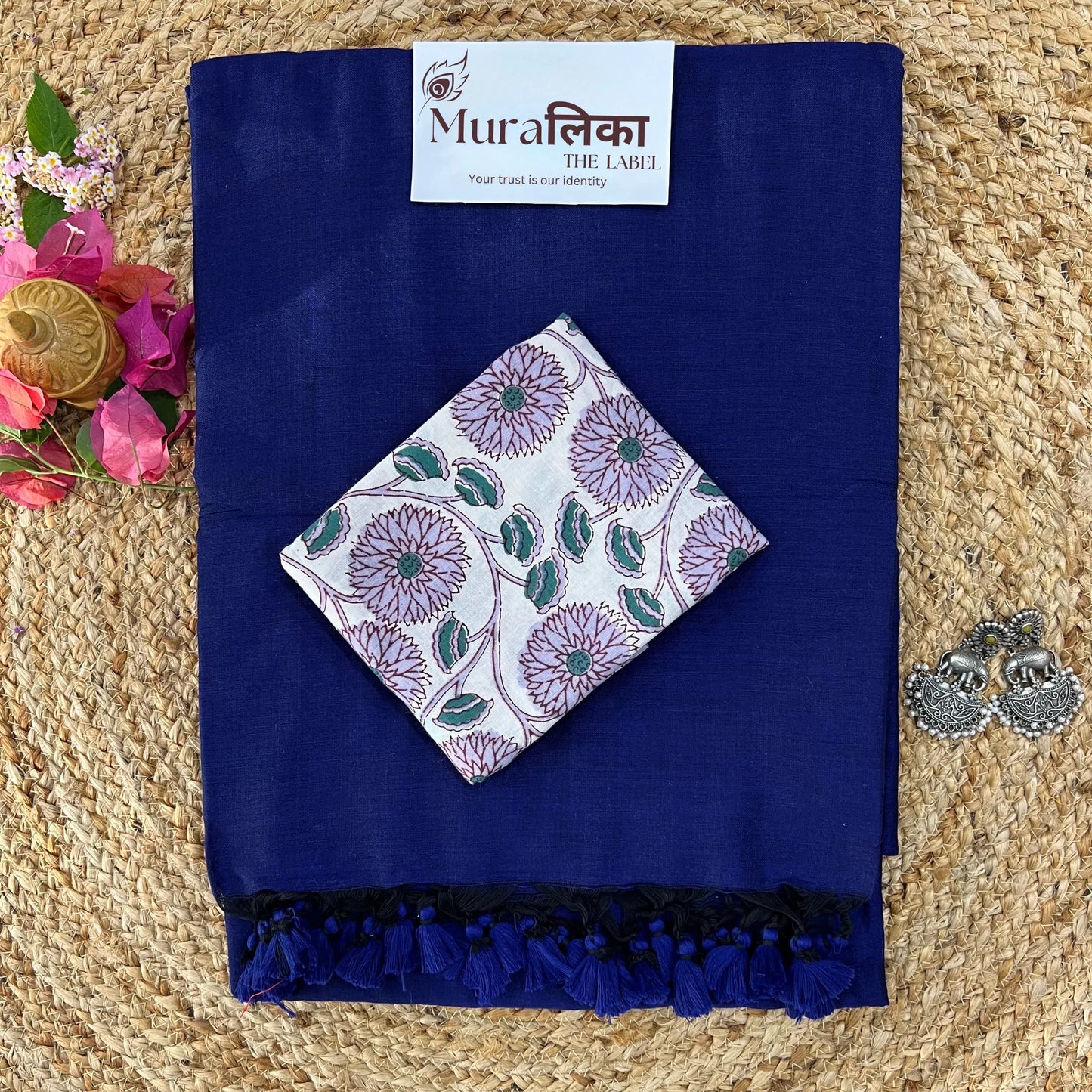 Muralika Royal Bule Handloom Saree - Muralika the label
